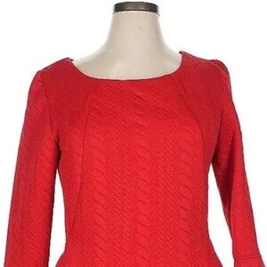 Red Cable Knit/Quilted like material Dress